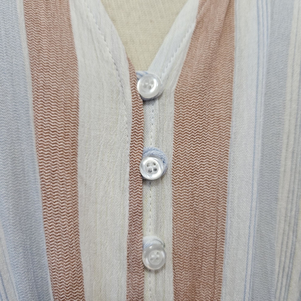 Olive Scent Stripe Three-Quarter Sleeve Romper Medium NEW - Picture 16 of 16
